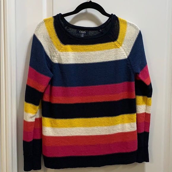 BOGO Chaps Striped Knit Boatneck Sweater - Picture 2 of 6
